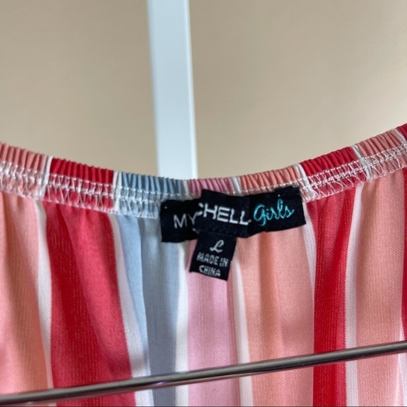 My Michelle Large Girls Pastel Striped 50’s Retro Romper Overalls Wide Leg - Picture 6 of 9